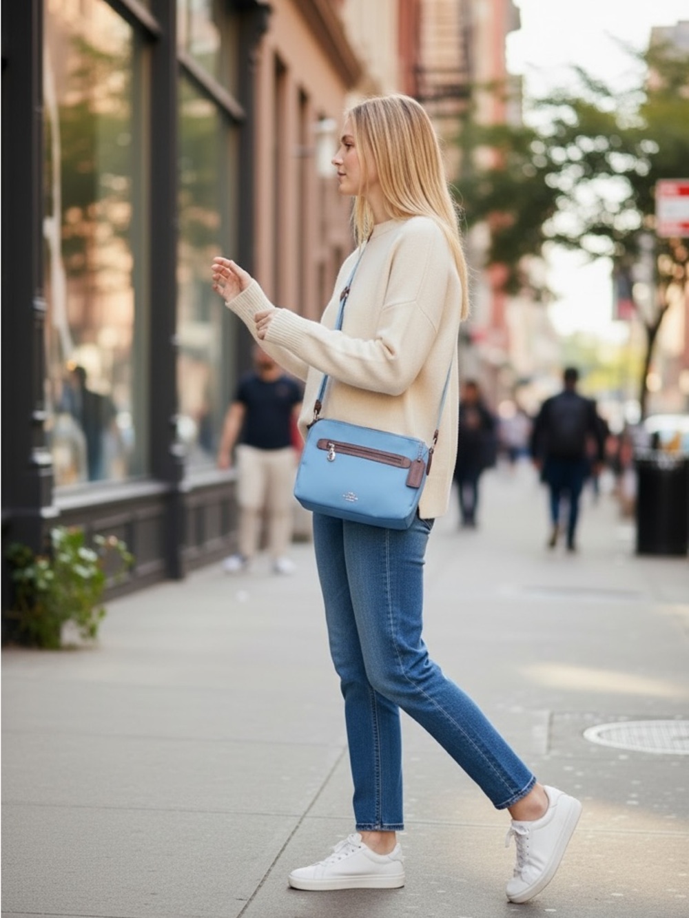 Coach Sawyer Crossbody Bag Blue Nylon Leather Trim NWT Dust Bag - Picture 5 of 16